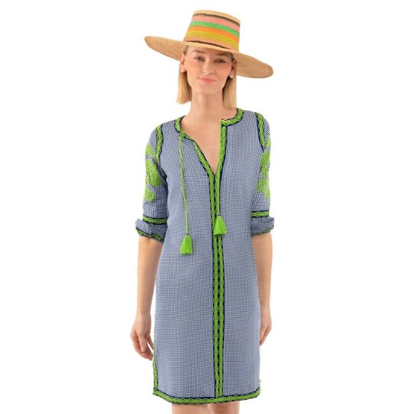 Gretchen Scott Designs Dresses & Skirts - NEW GRETCHEN SCOTT Blue Glorious Gingham Embroidered Tunic Dress Womens Size XS